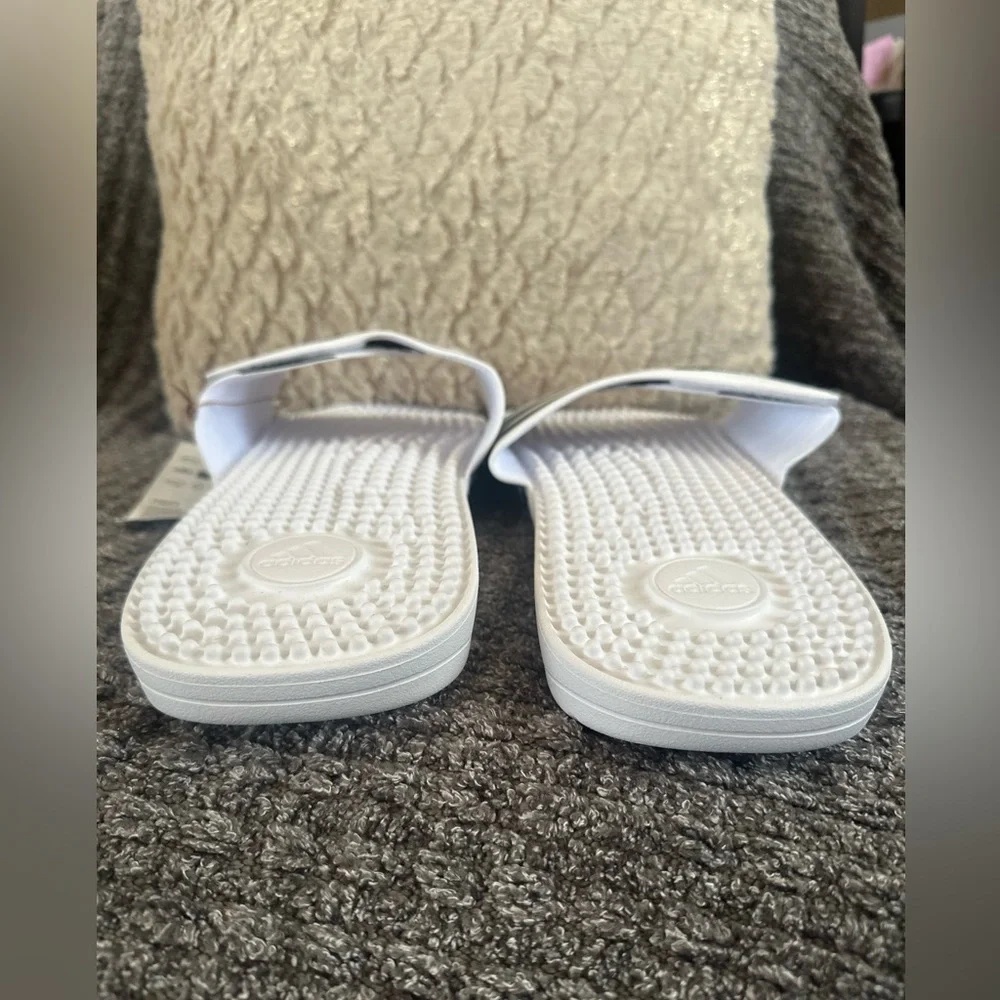 Adidas Adissage Slides Mens Size 18 White Brand New Shower Shoes Beach‎ Sandals